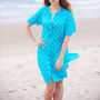 Turquoise Luxury Silk Hand Tie Dyed Shirt Dress, thumbnail 5 of 6