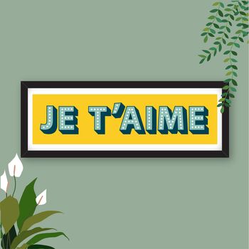 Framed Je T'aime Typography Print, 6 of 10