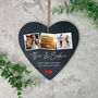 Personalised Couples Photo Slate Heart Hanging Decoration 15 X 16cm, thumbnail 6 of 7