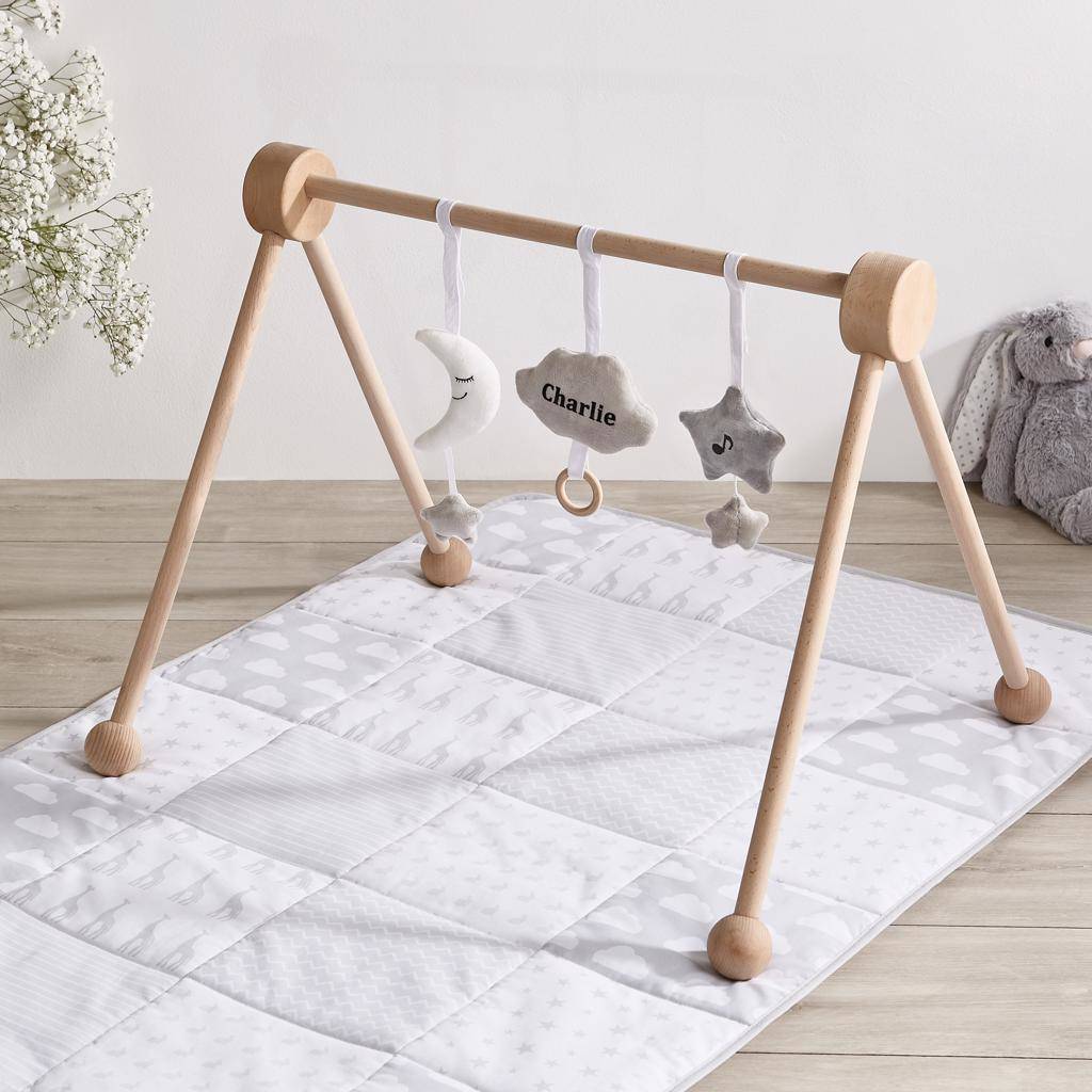 Wooden Baby Play Gym With Personalised Soft Toy By My 1st Years