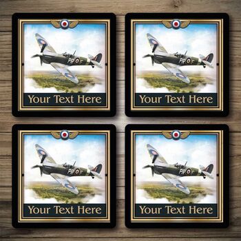 Personalised Bar Runner And Coasters Spitfire, 3 of 8