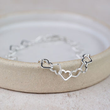 Sterling Silver Small Heart Chain Bracelet, 3 of 4