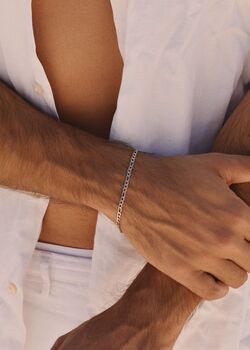 Silver 3mm Figaro Chain Bracelet Adjustable Gift, 5 of 5