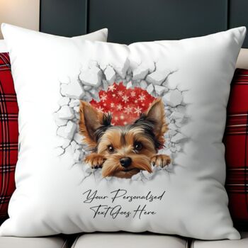Personalised Christmas Yorkshire Terrier Break Through, 5 of 10