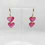 Pink Double Heart Drop Earrings, Valentines, thumbnail 8 of 9