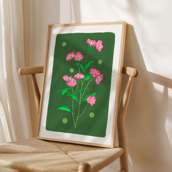 Delicate Floral Art Print Green, 3 of 5