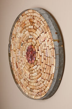 Reclaimed Wine Barrel Band Corked Bulletin Board Round, 2 of 3