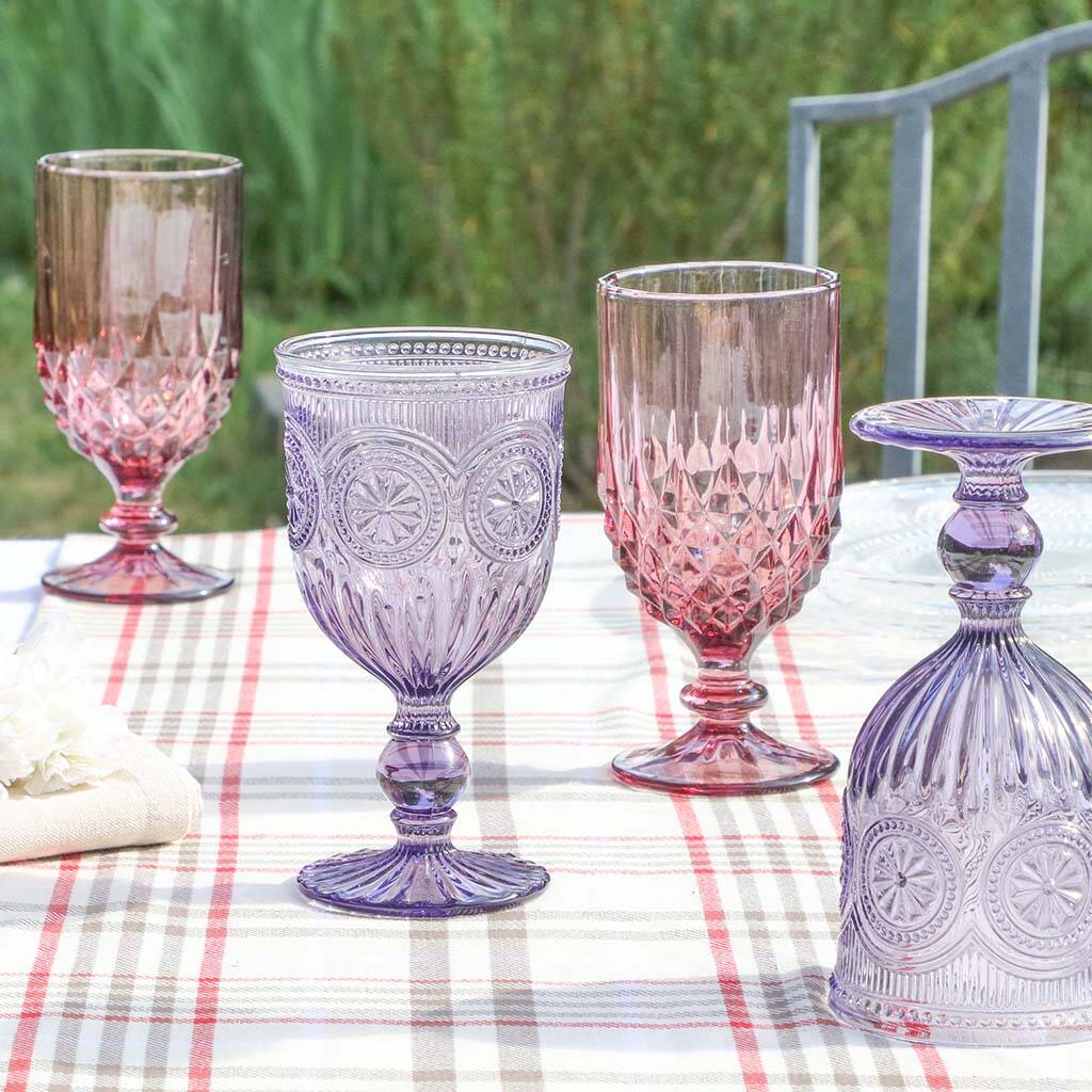 Set Of Four Coloured Glass Wine Goblets By Dibor Notonthehighstreet Com   Original Luxury Embossed Coloured Glass Wine Goblets 