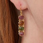 Watermelon Tourmaline Pebble Diamond Drop Earrings, thumbnail 1 of 10