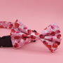 Pink And Red Hearts Valentines Dog Bow Tie, thumbnail 3 of 7