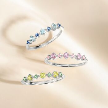 Pink Sapphire And Amethyst Stackable Half Eternity Band In Sterling Silver And Gold, 12 of 12