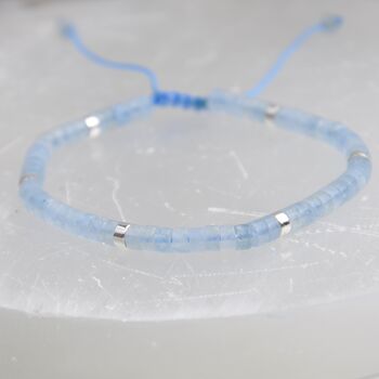 Gemstone Boho Beaded Adjustable Friendship Bracelet Silver Beads, 4 of 10