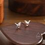 Robin Bird Stud Earrings With Partial Rose Gold Coating, thumbnail 2 of 10