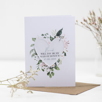 Personalised 'Will You Be My Maid of Honor / Bridesmaid / Flower Girl?' Card With Keepsake, 7 of 12