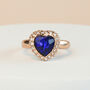 Blue Heart Crystal Rose Gold Ring, thumbnail 1 of 3