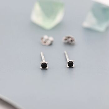Extra Tiny 2mm Black Cz Stud Earrings, 4 of 11
