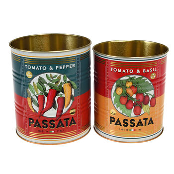 Set Of Two Vintage Passata Storage Tins, 3 of 3