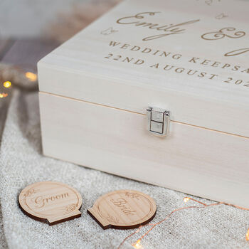 Engraved Wedding Birds And Vines Memory Box, 2 of 4