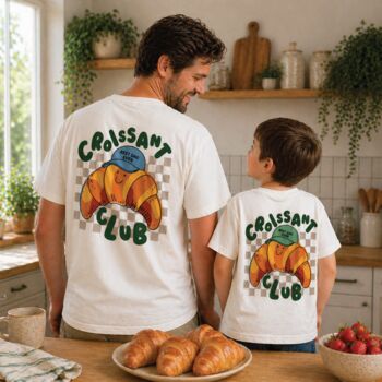 Personalised Daddy And Me Croissant Club T Shirts, 2 of 3