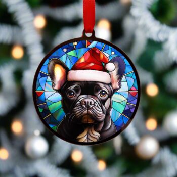French Bulldog In Santa Hat Suncatcher Decoration, 3 of 6