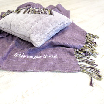 Personalised Purple Tassel Super Soft Woven Blanket, 4 of 5