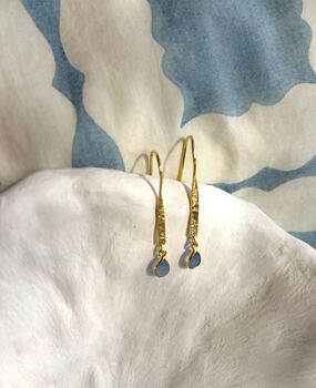 Handmade Blue Chalcedony Dream Gold Drop Earrings, 6 of 8