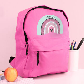 Kids Rainbow Pink Backpack Personalised, 4 of 5