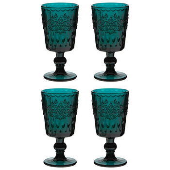 Set Of Four Zafra Teal Wine Goblets, 2 of 5