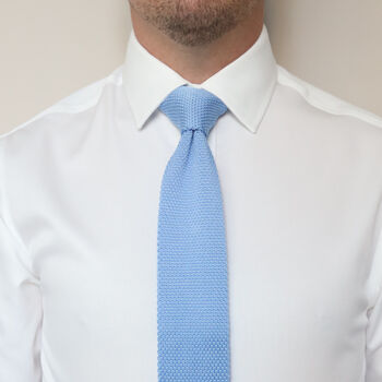 Light Blue Square End Knitted Neck Tie, 2 of 9