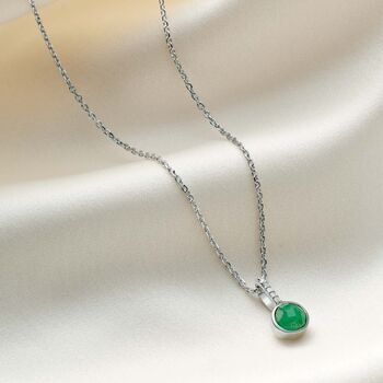 Birthstone Necklace With Diamonds In Sterling Silver, 5 of 12