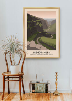 Mendip Hills Aonb Travel Poster Art Print, 5 of 8