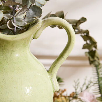 Green And White Dipped Ceramic Jug Vase, 5 of 7
