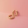 Zero Waste Pink Floral Chunky Gold Hoop Earrings, thumbnail 4 of 5