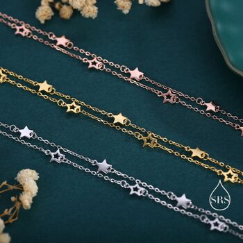 Sterling Silver Double Layer Star Bracelet, 3 of 10