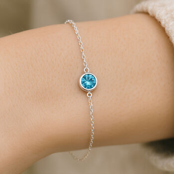 Sterling Silver December Blue Topaz Birthstone Bracelet, 2 of 6