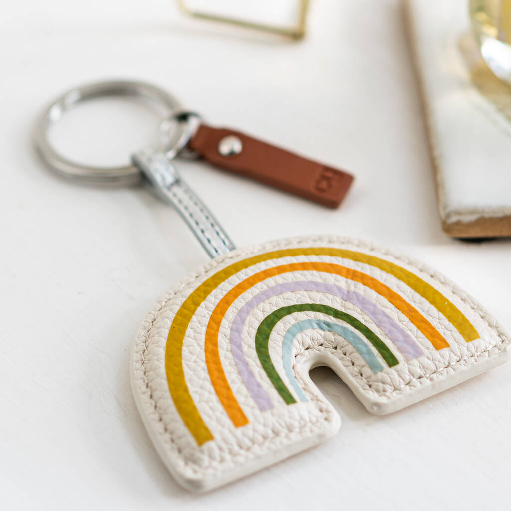 Image of Vegan Leather Modern Rainbow Keyring