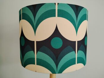Blue Geometric Retro Floral Design Handmade Lampshade Table Floor Or Ceiling Pendant, 5 of 10