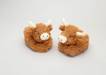 Longhorn Highland Cow Slipper Booties, Engraved Heart, 6 of 7