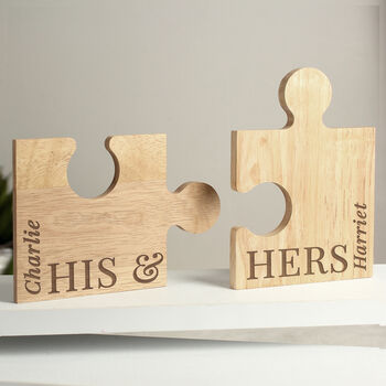 Personalised His And Hers Jigsaw Piece Set – Perfect Wedding Gift For Couples, 2 of 4