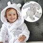 Personalised White Baby Gown With Vest, Joggers, Hat, thumbnail 1 of 12