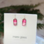 Two Pink Dichroic Glass Drop Earrings, thumbnail 1 of 3