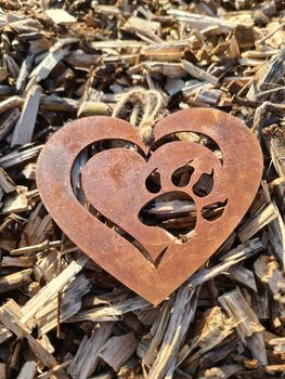 Cat Pet Memorial Rust Metal Love Heart Plaque, 6 of 11