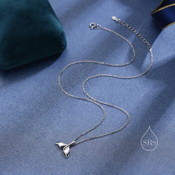 Whale Tail Pendant Necklace In Sterling Silver, 6 of 10