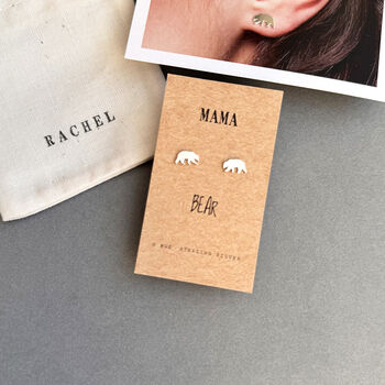 Mama Bear Silver Earrings, 2 of 6