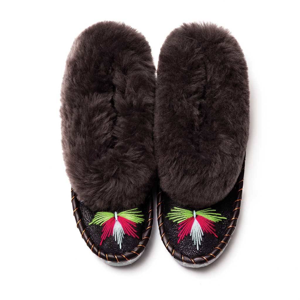 grey slippers with backs
