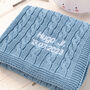New Baby Boy Luxury Cotton Knitted Cable Blanket, thumbnail 2 of 12