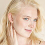 Gold Sterling Silver Teal Stone Huggie Hoop Earrings, thumbnail 4 of 5