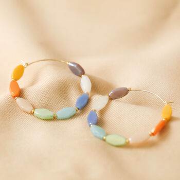 Colourful Glass Beaded Hoop Earrings In Gold Plating, 2 of 5