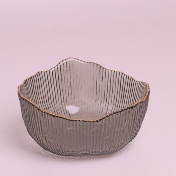G Decor Calypso Grey Gold Rim Glass Bowls Serving Bowls, 7 of 7