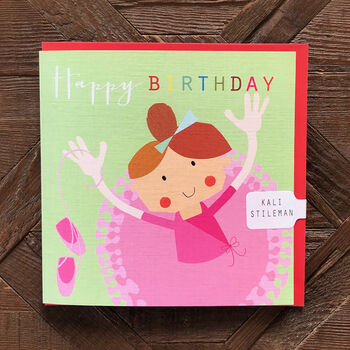 Ballerina Happy Birthday Card, 3 of 4